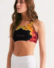 将图片加载到图库查看器,Fall Roses-Black Women's Seamless Sports Bra