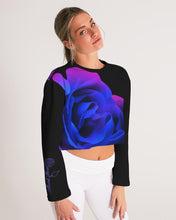 Load image into Gallery viewer, Blue&Purple Rose Women's Cropped Sweatshirt