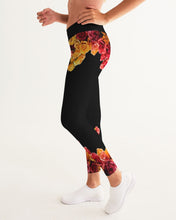 Load image into Gallery viewer, Fall Roses-Black Women's Yoga Pants