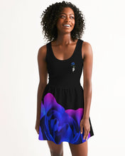 将图片加载到图库查看器,Blue&Purple Rose Women's Scoop Neck Skater Dress