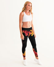 Load image into Gallery viewer, Fall Roses-Black Women's Yoga Pants