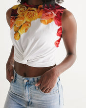 将图片加载到图库查看器,Fall Roses White Women's Twist-Front Tank