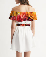 Load image into Gallery viewer, Fall Roses White Women's Off-Shoulder Dress