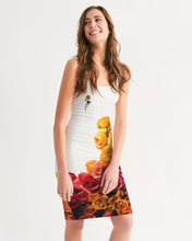 将图片加载到图库查看器,Fall Roses White Women's Midi Bodycon Dress