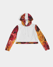 Load image into Gallery viewer, Fall Roses White Women's Cropped Hoodie