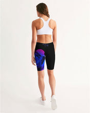 将图片加载到图库查看器,Blue&Purple Rose Women's Mid-Rise Bike Shorts