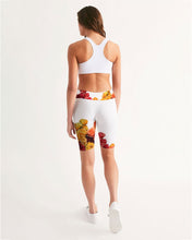 Load image into Gallery viewer, Fall Roses White Women's Mid-Rise Bike Shorts