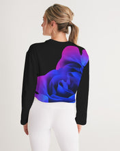 Load image into Gallery viewer, Blue&Purple Rose Women's Cropped Sweatshirt