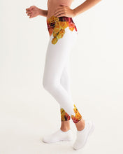 将图片加载到图库查看器,Fall Roses White Women's Yoga Pants