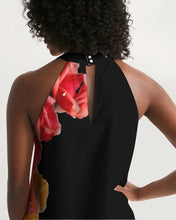 将图片加载到图库查看器,Fall Roses-Black Women's Halter Dress