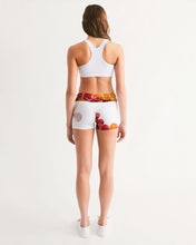 Load image into Gallery viewer, Fall Roses White Women's Mid-Rise Yoga Shorts