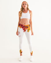 将图片加载到图库查看器,Fall Roses White Women's Yoga Pants