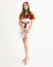Load image into Gallery viewer, Fall Roses White Women's Off-Shoulder Dress