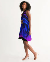 Load image into Gallery viewer, Blue&Purple Rose Women's Halter Dress