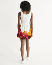 Load image into Gallery viewer, Fall Roses White Women's Scoop Neck Skater Dress