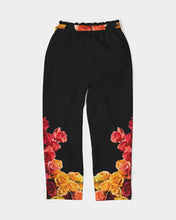 Load image into Gallery viewer, Fall Roses-Black Women's Belted Tapered Pants