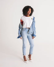 将图片加载到图库查看器,Fall Roses White Women's Lounge Cropped Tee