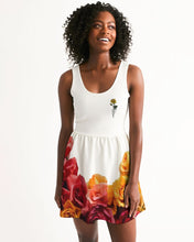 Load image into Gallery viewer, Fall Roses White Women's Scoop Neck Skater Dress