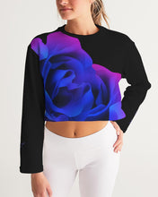 Load image into Gallery viewer, Blue&Purple Rose Women's Cropped Sweatshirt