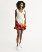 Load image into Gallery viewer, Fall Roses White Women's Scoop Neck Skater Dress