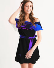 Load image into Gallery viewer, Blue&Purple Rose Women's Off-Shoulder Dress