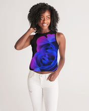 将图片加载到图库查看器,Blue&Purple Rose Women's Cropped Tank