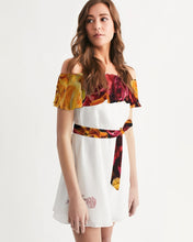 Load image into Gallery viewer, Fall Roses White Women's Off-Shoulder Dress