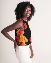 将图片加载到图库查看器,Fall Roses-Black Women's Cropped Tank