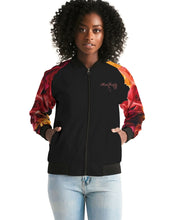 将图片加载到图库查看器,Fall Roses-Black Women's Bomber Jacket