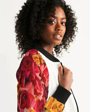 将图片加载到图库查看器,Fall Roses White Women's Bomber Jacket