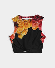 将图片加载到图库查看器,Fall Roses-Black Women's Twist-Front Tank