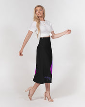 Load image into Gallery viewer, Blue&Purple Rose Women's A-Line Midi Skirt
