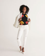 将图片加载到图库查看器,Fall Roses-Black Women's Cropped Tank