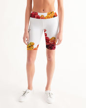 Load image into Gallery viewer, Fall Roses White Women's Mid-Rise Bike Shorts