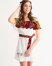 Load image into Gallery viewer, Fall Roses White Women's Off-Shoulder Dress