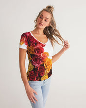将图片加载到图库查看器,Fall Roses White Women's V-Neck Tee