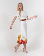 Load image into Gallery viewer, Fall Roses White Women's A-Line Midi Skirt