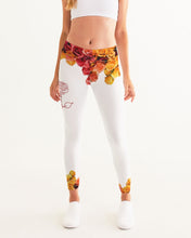 将图片加载到图库查看器,Fall Roses White Women's Yoga Pants