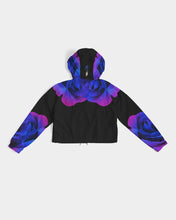 将图片加载到图库查看器,Blue&Purple Rose Women's Cropped Windbreaker
