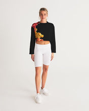 将图片加载到图库查看器,Fall Roses-Black Women's Cropped Sweatshirt
