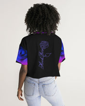 将图片加载到图库查看器,Blue&Purple Rose Women's Lounge Cropped Tee