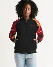 将图片加载到图库查看器,Fall Roses-Black Women's Bomber Jacket