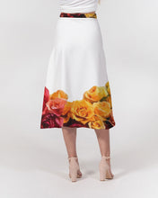 Load image into Gallery viewer, Fall Roses White Women's A-Line Midi Skirt