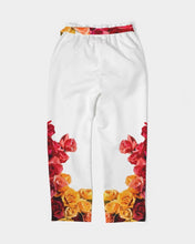 将图片加载到图库查看器,Fall Roses White Women's Belted Tapered Pants