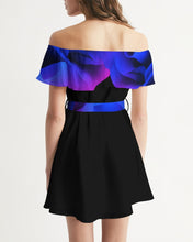Load image into Gallery viewer, Blue&Purple Rose Women's Off-Shoulder Dress