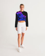 Load image into Gallery viewer, Blue&Purple Rose Women's Cropped Sweatshirt
