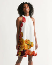 将图片加载到图库查看器,Fall Roses White Women's Halter Dress