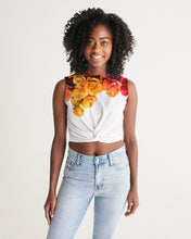 将图片加载到图库查看器,Fall Roses White Women's Twist-Front Tank