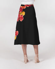 将图片加载到图库查看器,Fall Roses-Black Women's A-Line Midi Skirt