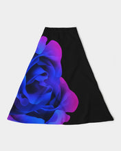 Load image into Gallery viewer, Blue&Purple Rose Women's A-Line Midi Skirt